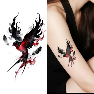 Dark Aesthetic Swallow Colorful Temporary Tattoos Sticker Waterproof Tattoo Cat Makeup Suitable for Arm