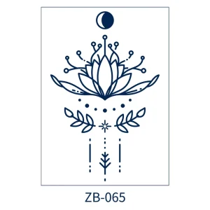 Dark Blue Geometric Flower Herbal Simulation Tattoo Sticker 2 Week Temporary Semi-Permanent Body Art