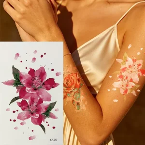 Dark Style Rose Tattoo Stickers Waterproof Sexy Floral Tattoos for Arm Collarbone