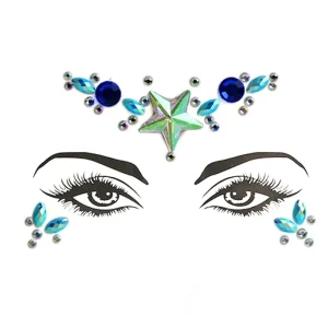Designer Temporary Gems Face Tattoo Stickers Custom Colorful Rhinestones Festival Face Jewel for Makeup