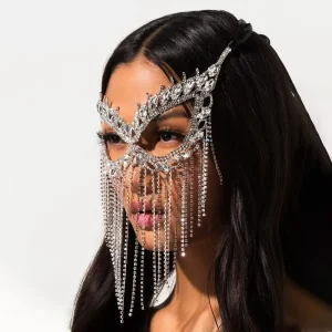 Diamond Eye Mask Tassel Stone Women Party Rhinestone Face Jewelry