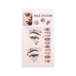 Diamond Face Nail Jewel Sticker Temporary Tattoo with Eye Makeup Tears Design