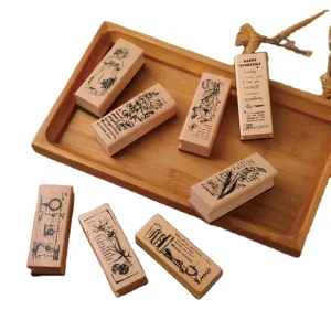 Diary Decoration Original Texture Unique Shape Eco Friendly Solid Wood Printing Stationery Accessory Journal Wooden Art Stamp