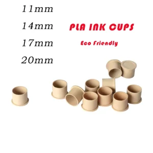 Direct Factory 500Pcs 14mmx12mm Biodegradable PLA Disposable Flat Bottom Tattoo Ink Cups & Pigment Holder