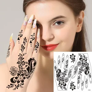 Disposable 3D Waterproof Paper Lace Stickers Beauty Semi-Permanent Temporary Tattoo Henna Body Painting Art