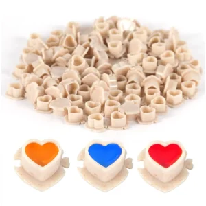 Disposable Biodegradable Wheat Straw Material Tattoo Ink Holder Cups Heart Design Thick Bottom Permanent Makeup Accessory