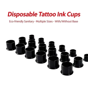 Disposable Black Plastic Tattoo Pigment Cups 100PCS Bag Multiple Sizes Durable Ink Holder Caps for Tattoo Microblading