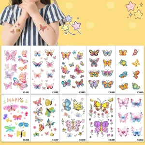 Disposable Colorful Glitter Waterproof Tattoo Stickers Body Temporary Custom Tattoo Butterfly Stencil Sticker