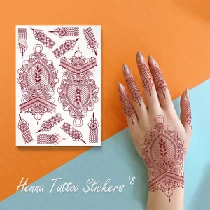 Disposable Hands Decoration Maroon Waterproof Temporary Henna Tattoo Stickers
