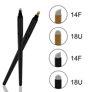 Disposable Microblading Brow Pen White 14fc Manual Hand Tool with Cap Plastic Tattoo Supply 18U 0.18MM Microblade Eyebrow Pen