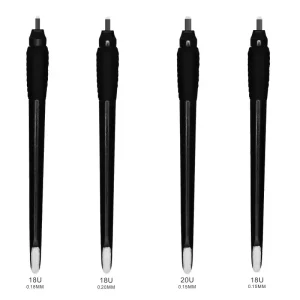 Disposable Microblading Pen 18U Flat PMU Eyebrow Manual Pen 14Cf Brow Hand Tool with Silicone Grip