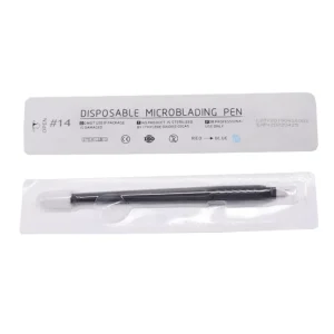 Disposable Microblading Pen Blister PMU Manual Handle Black White Needle Blade Sponge Tip 18u Permanent Makeup Tool