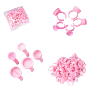 Disposable Pink Silicon Plastic Ring Tattoo Ink Cup Holder 100pcs/Box Pigment Cup Microblading Permanent Makeup Accessories