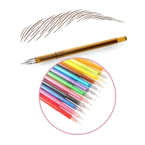 Disposable Plastic Microblading Eyebrow Lip Marker Pen Permanent Makeup Position Mapping Tools (12 Colors 0.5mm Refill)