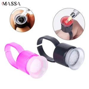Disposable Plastic Tattoo Ink Ring Cups Microblading Pigment Glue Rings Sponge Ink Cup Cap Permanent Makeup Accessories