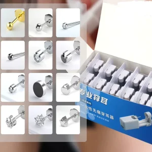 Disposable Stainless Steel Earring Gun Tool Automatic Ear Piercing Device Set Permanent Makeup Accessories 24pcs box
