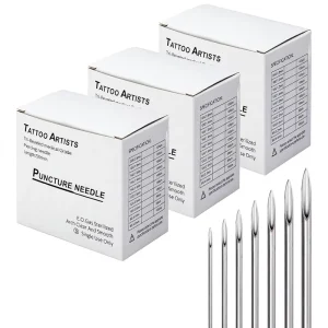 Disposable Stainless Steel Tattooing Piercing Needles Model RE07 Individually Sterilized E.O. Gas Sterilized Needles