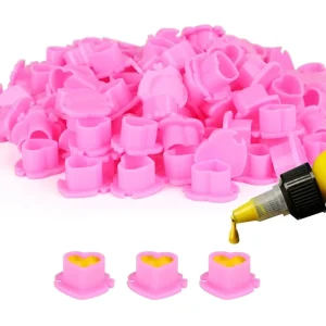 Disposable Tattoo Ink Cups Heart Shaped Base Plastic Microblading Permanent Makeup Tattoo Pigment Holder Cups