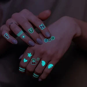 Disposable Temporary Party Waterproof Night Glow Light Children Adult Tattoo Stencil Colorful Cute Men Women Tattoo Sticker