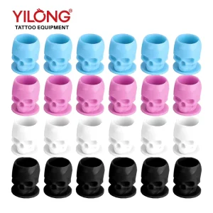 Disposable Waterproof Skull Tattoo Ink Cups Base Plastic Silicone Permanent Makeup Pigment Tattoo Accessories