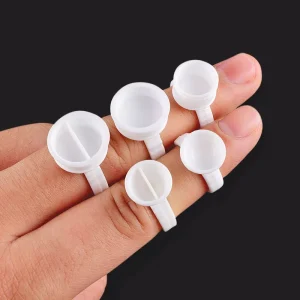 Disposable White Eyelash Glue Ring Cup Holder Container Tattoo Pigment Eyelash Extension Glue Tools Lash Supplies Accessories