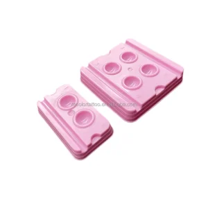 Disposable White and Pink Plastic Tattoo Ink Tray Pigment Palette Holder Adhesive Color Display Permanent Makeup Accessory