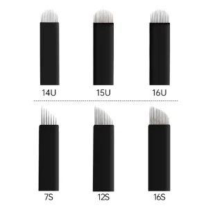 Disposables Tattoo Needles Eyebrow Needles Permanent Makeup Needles Blade Black 0.18mm 9/11/12/14/16/18/21 Pin 12U/14U/16U/18U