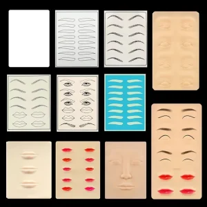 Double Side Eyebrow Tattoo Practice Skin Silicone Skin Kits Tattoo Supplies for Microblading Permanent Makeup Beginner PMU Set