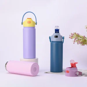 Double Wall Stainless Steel Vacuum Water Bottle Pop Straw Carry Handle BPA Free Cold Drinkware Business Gifts OEM