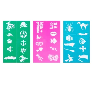 Drawing Art Stencil Tattoo Stencil Kit With Face Glitter and Body Glue for Kids Teenagers and Adult Temporary Tattoos Kit