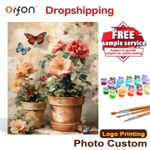 Dropshipping DIY Paint Numbers Kit for Adults Flower Acrylic Paint Handmade Customizable Size Personalized Customization Home