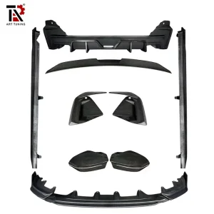 Dry Carbon Fiber Full Body Kit Front Lip Side Skirt Rear Diffuser Spoiler Mirror Caps