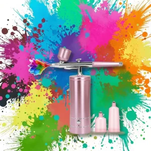 Dual Action Airbrush Kit with 20psi Auto Stop Compressor Air Brush Spray Gun for Makeup Nail Paint Tattoo Body Cake Car Barber