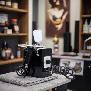 Dual Action Airbrush Spray Tan Kit Natural Looking Color Finish Smooth Mist Flow Gravity Feed Copper Piston Dual Compressor
