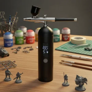 Dual Action Copper ABS Airbrush Compressor Gravity Feed Auto-Stop Feature & 35PSI Power for Artists & DIY Enthusiasts
