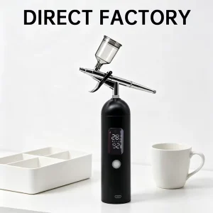 Dual Action Cordless USB Rechargeable Airbrush Compressor Kit with Auto Stop 2-15 PSI Pressure for Cake Decoration