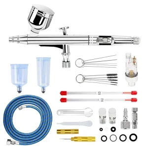 Dual Action Gravity Airbrush Kit 0.2 0.3 0.5mm Needles 7 20 40cc Cups Cleaning Tools for Makeup Nail Art Painting Car Detailing