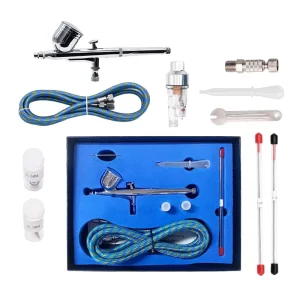 BT 131 Professional Dual Action Piston Airbrush Paint Kit Multi Purpose Copper Air Brush Set Cordless 2/3oz 4/3oz Gravity Cups