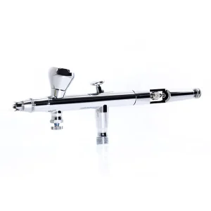 Dual Action Gravity Feed Airbrush Set for Nail Art & Makeup Includes Compressor Cake Airbrush & Piston