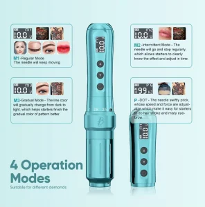 Dual Battery Biomaser U1 PMU Machine 6 Speed Adjustable Tattoo Pen for Semi Permanent Makeup Artist
