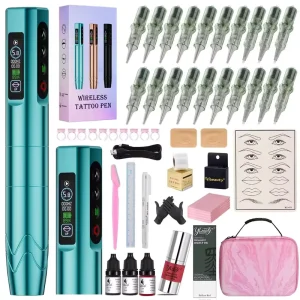 Dual Battery Wireless Tattoo Machine Full Set Multi-Mode All-In-One Kit for Lip Hair Eyebrow Eyeliner Tattooing