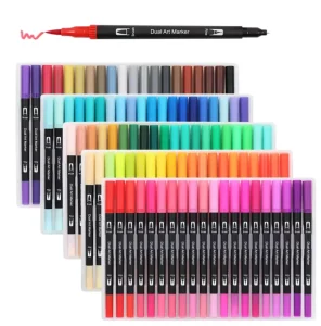 Dual Tip Brush Art Marker Set Water Based Non Toxic Washable Coloring Pens for Kids Adult Drawing Sketching Art Supplies