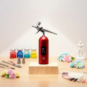 Durable Copper LED Airbrush Compressor LED Display Dual Action Piston 3-Stage Pressure System Cordless USB Rechargeable