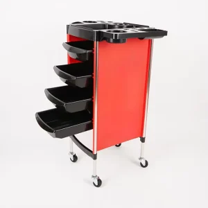 Durable Hair Salon Drawer Trolley Portable Hairdressing Trolley 4-Tier Beauty Storage Station for Stylists