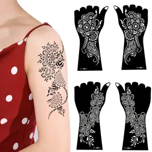 Durable Paper Henna Stencils Temporary Body Art Tattoo Stencils Set