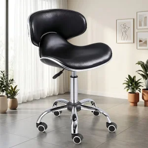 Durable Portable Modern Style Beauty Salon Chair Salon Station Wheels Stainless Steel Black White Spa Massage Salons