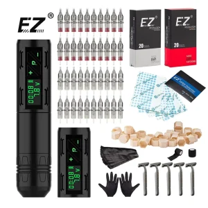 EZ Coreless Motor Wireless P2S Pen Machine Professional Tattoo Machine Full Complete Set Tattoo Kits