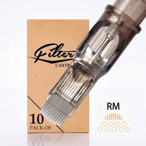 EZ Tattoo Filter RM M1C #12 0.35mm Pack of 10 Needles 316L Long Taper Disposable Tattoo Cartridge Needle