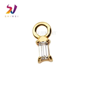 Earrings Belly Ring Charms Rectangle CZ Pendant Hinged Segment Ring Piercing Jewelry