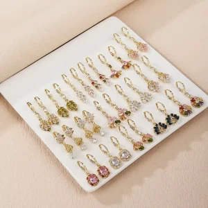 Earrings Modern Fashion Womens 18K Gold Plated Zircon Crystal Earings Jewelry for Women Girls Luxury Jewelry Earring